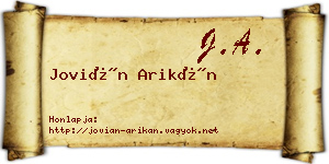 Jovián Arikán névjegykártya